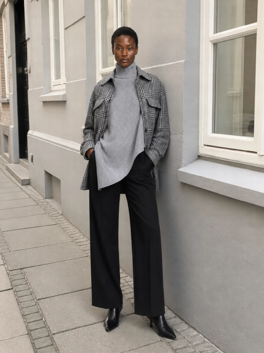 Stella mccartney shacket wide leg trousers outfit