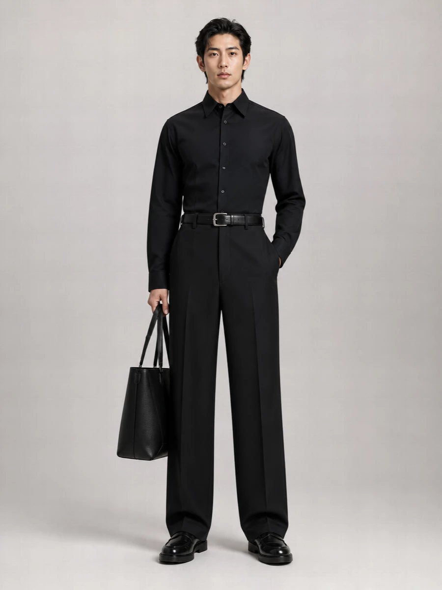 Jil Sander Wool Mohair Straight Leg Tailored Trousers