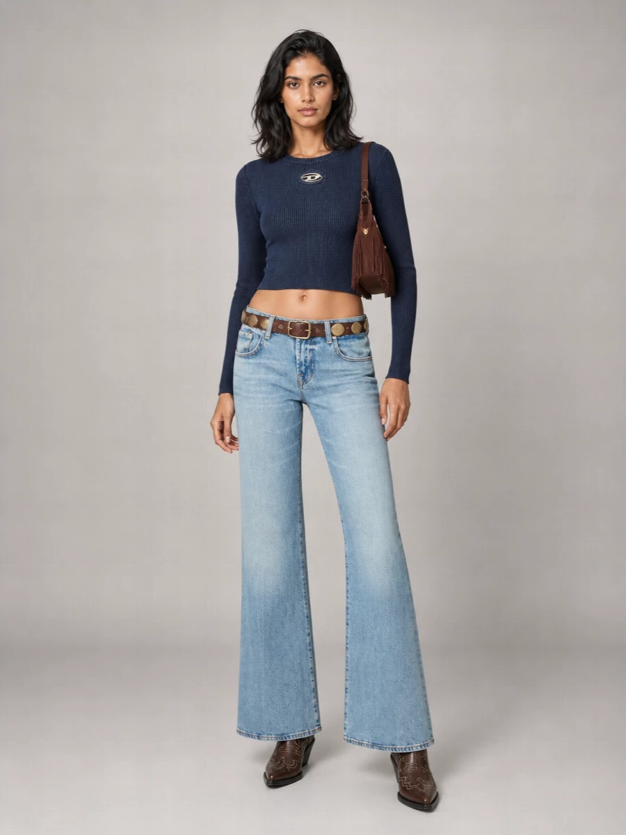 7 For All Mankind Low-Rise Wide-Leg Denim Jeans