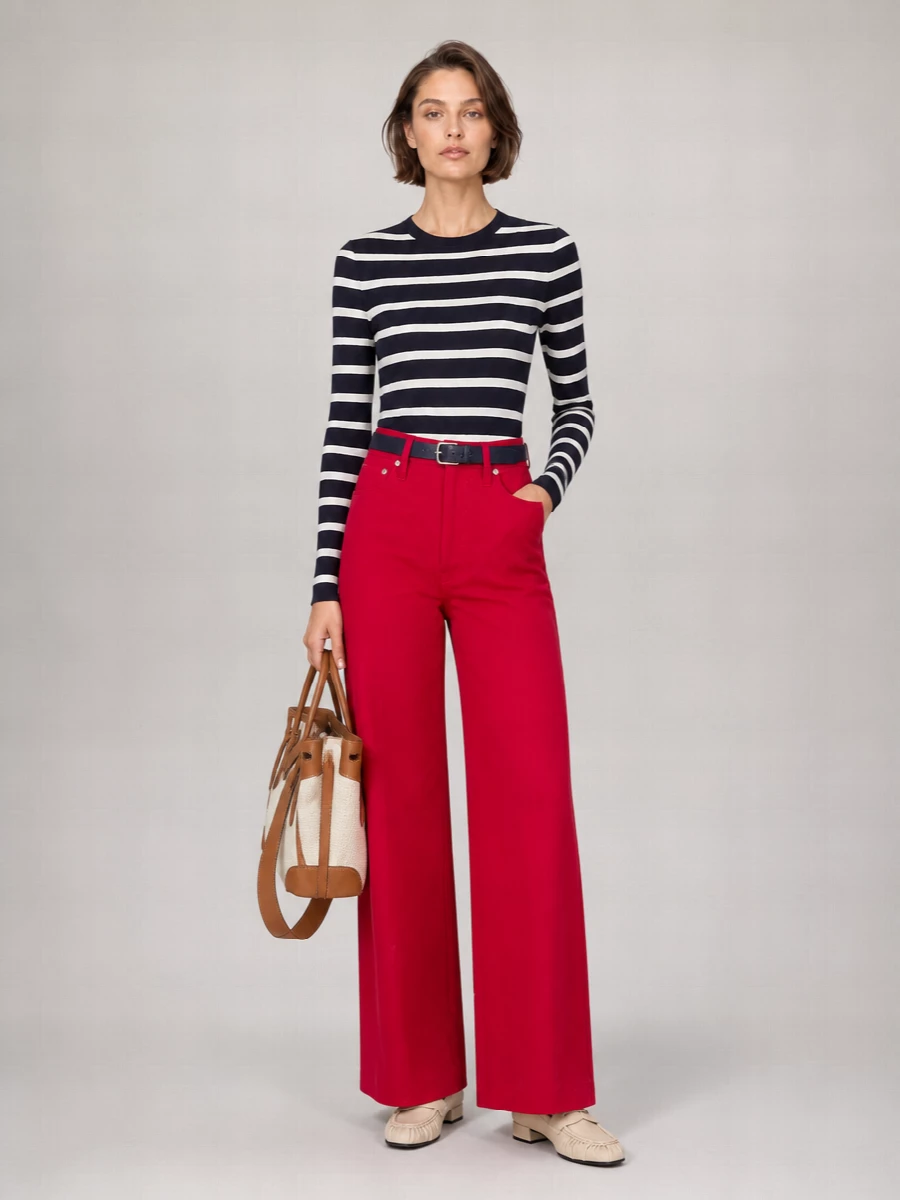 Ralph Lauren Denim High-Rise Wide-Leg Full-Length Trousers
