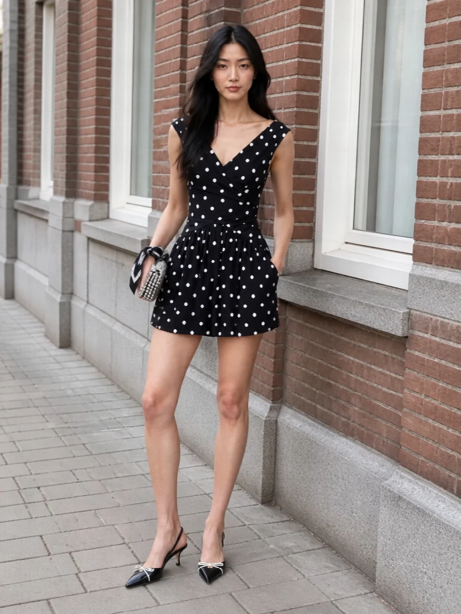 Self portrait polka dot mini dress valentino heels