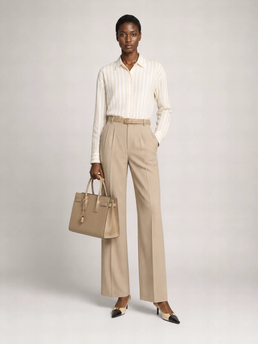 Saint Laurent Wool Mid-Rise Pleated Wide-Leg Trousers