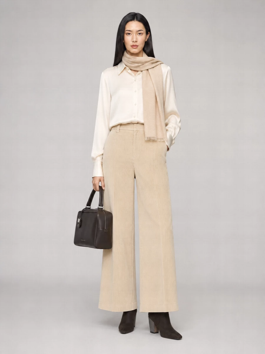 Brunello Cucinelli Cotton Corduroy High-Rise Wide-Leg Trousers