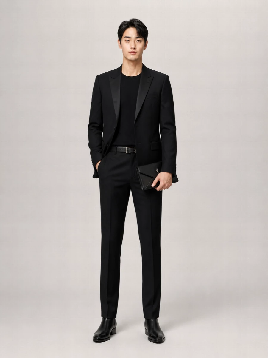 Saint Laurent High-Rise Straight-Leg Tailored Trousers