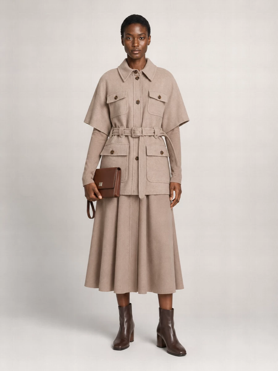 Max Mara cashmere belted cape jacket