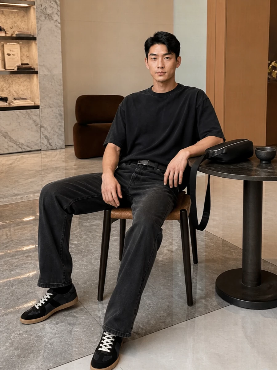 Isabel marant black jeans margiela sneakers outfit