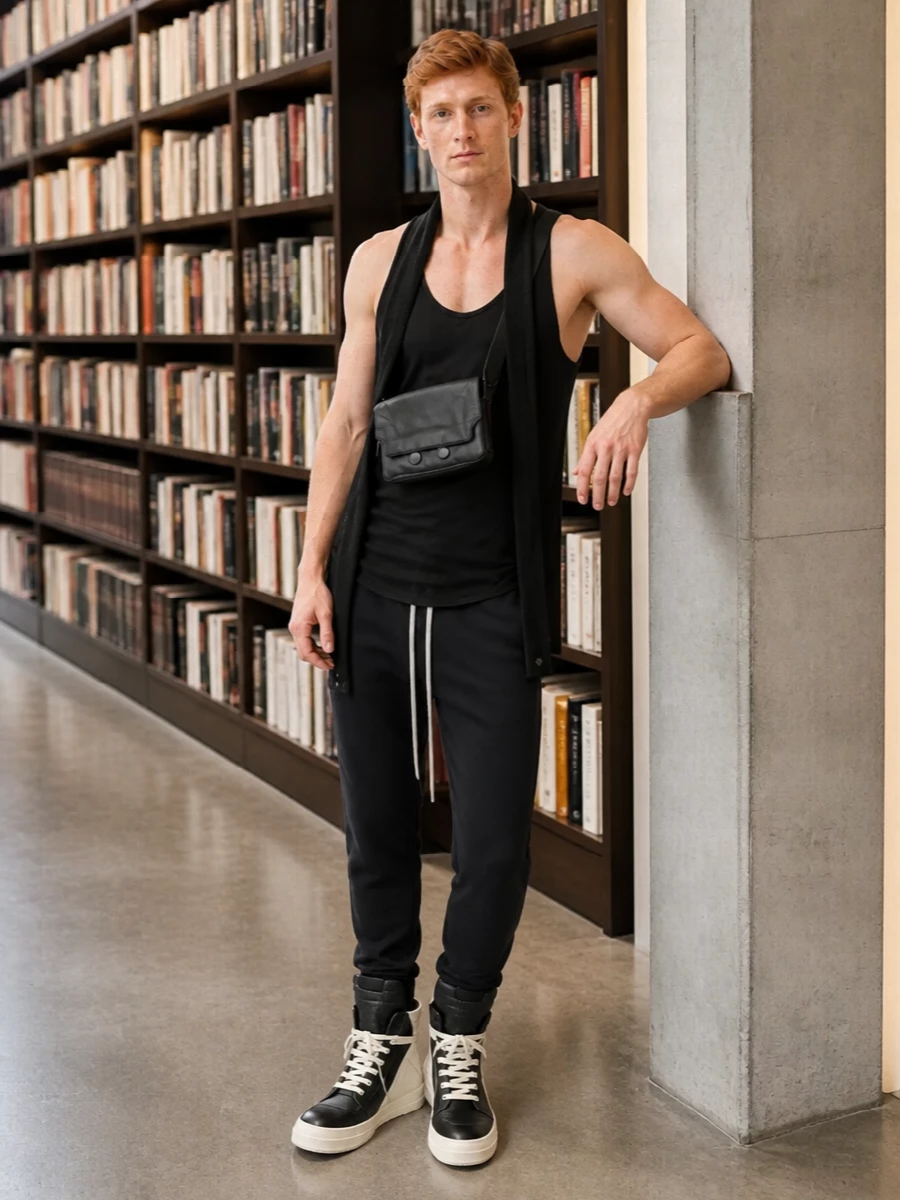 Rick owens tank drkshdw pants high top sneakers