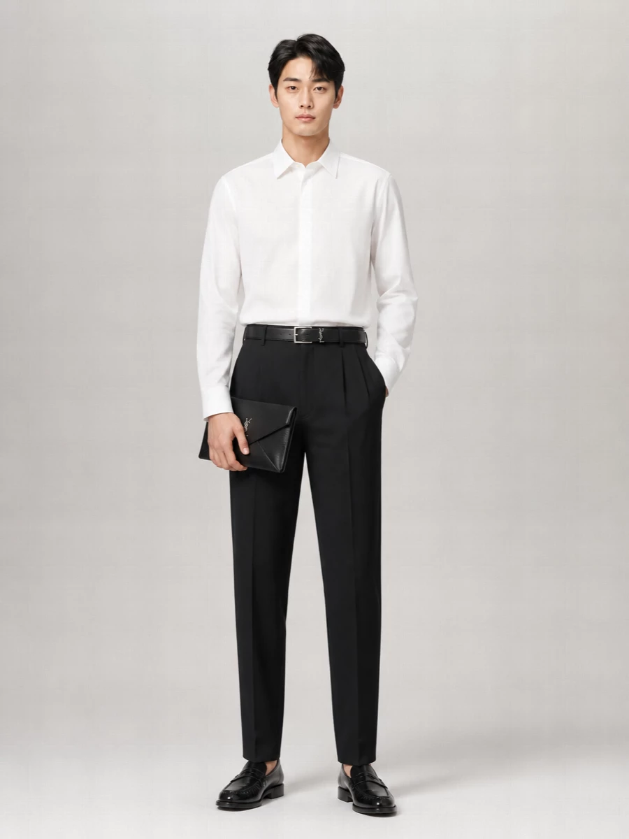 Saint Laurent Silk Wide-Leg Tailored Trousers