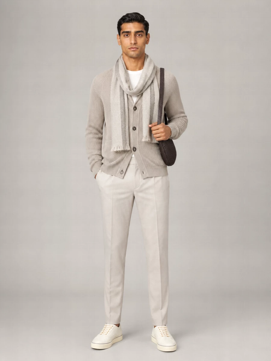 Brunello Cucinelli Ribbed Shawl Collar Cotton Cardigan