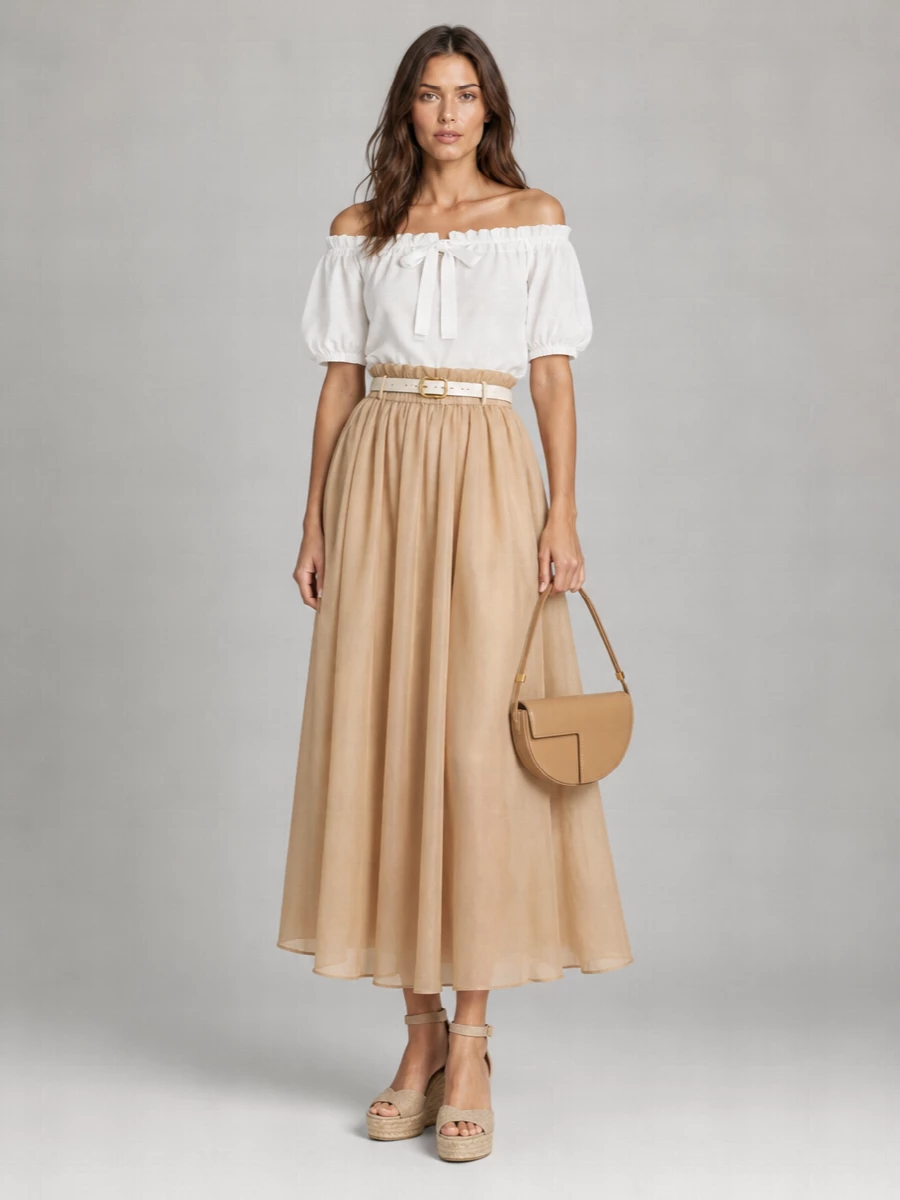 Patou Embroidered Full Skirt