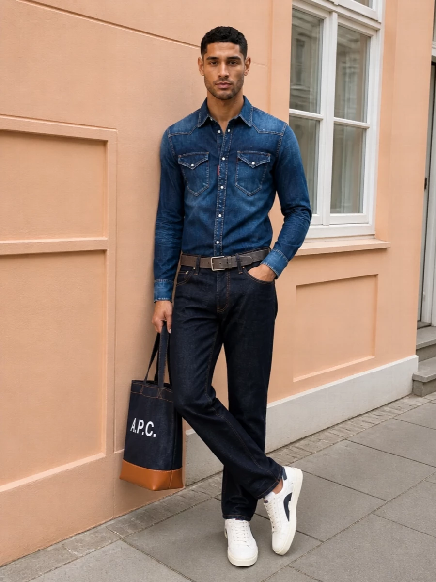 Dsquared2 double denim outfit court sneakers