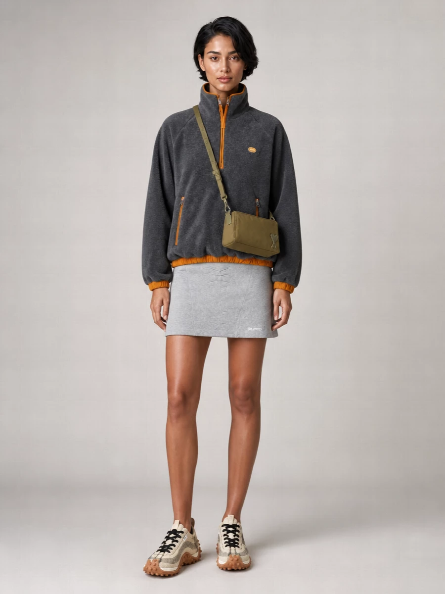 Ami Paris Contrast Trim High Neck Fleece Sweatshirt