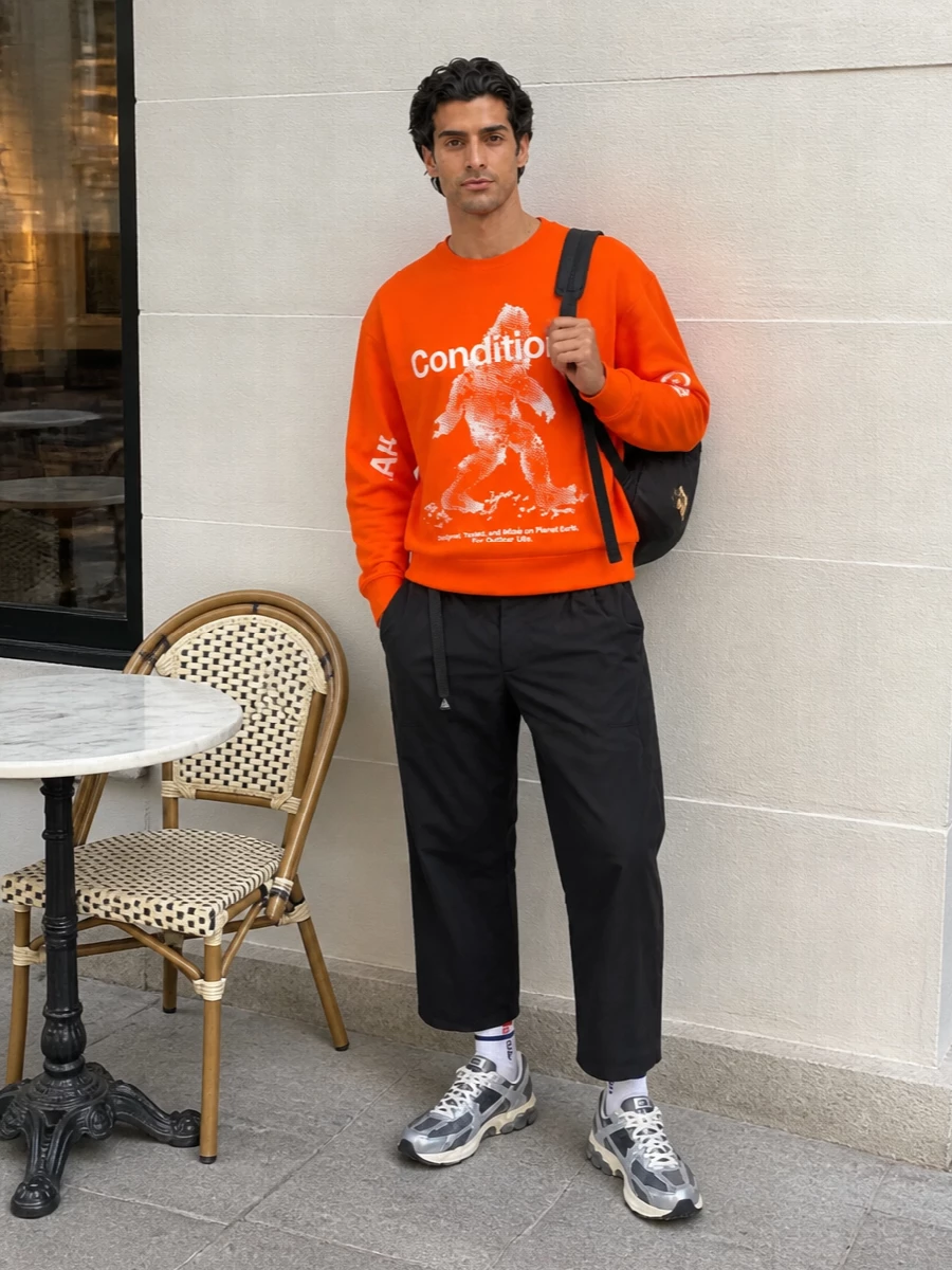 Nike acg orange sweatshirt black trail pants
