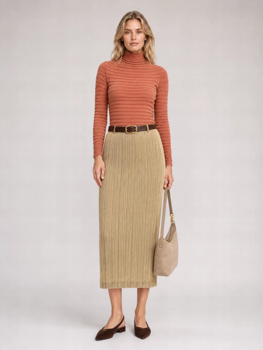 Pleats Please Issey Miyake Pleated Midi Skirt