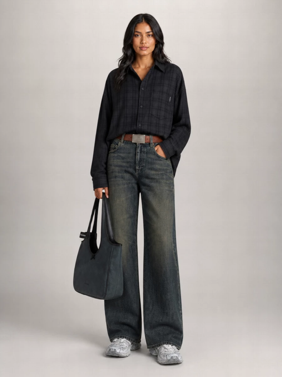 Balenciaga Cotton High-Rise Wide-Leg Jeans