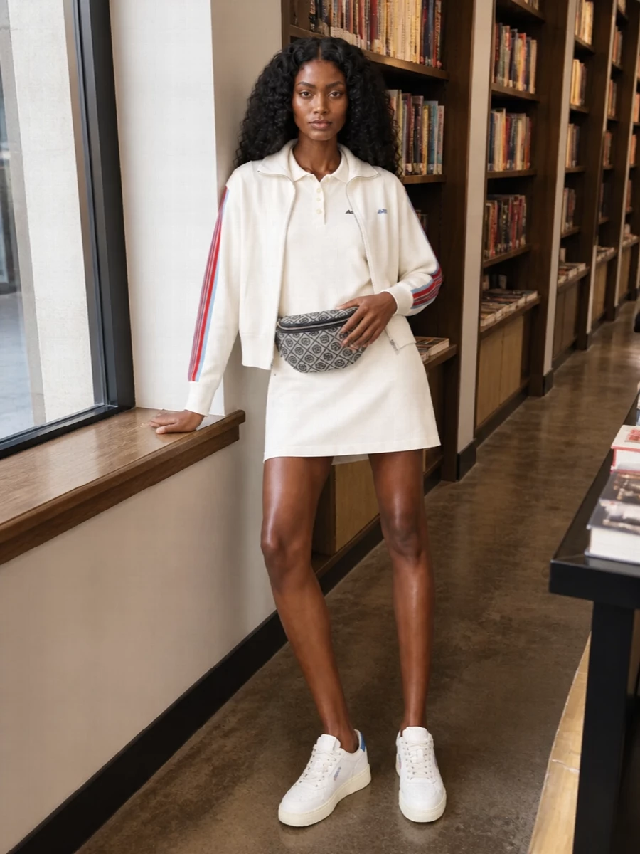 Autry bomber polo dress retro sneakers outfit