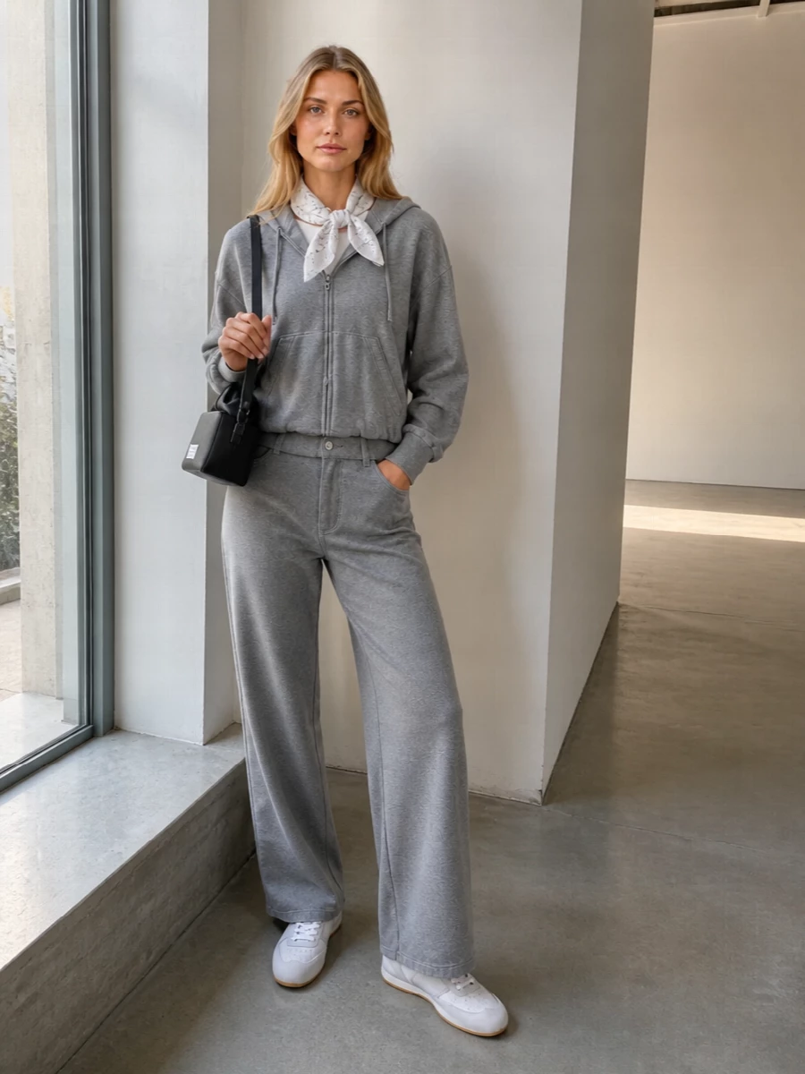 Maison margiela grey hoodie wide leg outfit