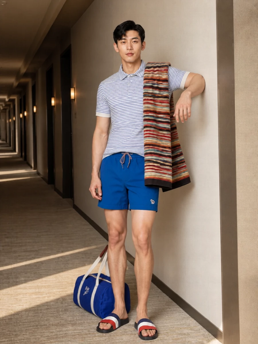 Paul smith swim shorts striped polo moncler slides