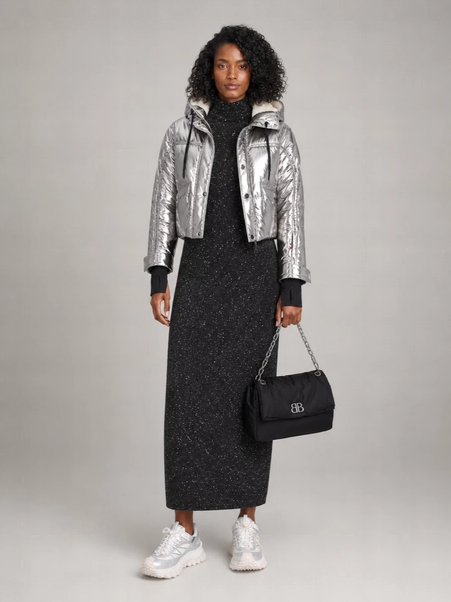 Moncler Grenoble Down Hooded Metallic Puffer Jacket
