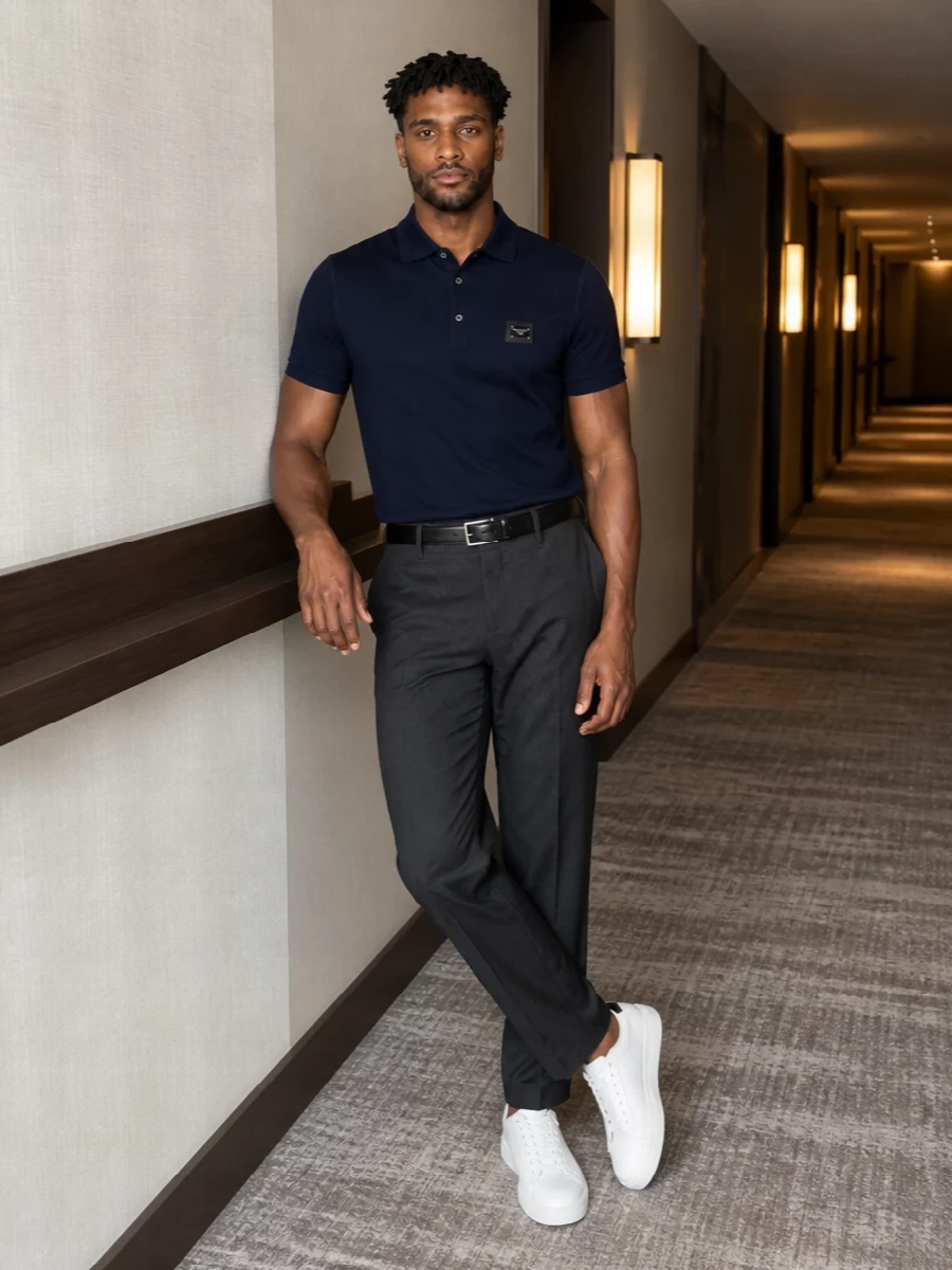 Dolce gabbana navy polo charcoal trousers