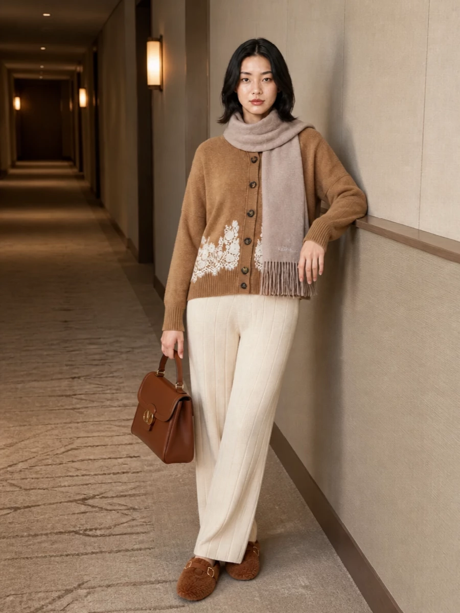 Alberta ferretti cardigan max mara knit pants outfit
