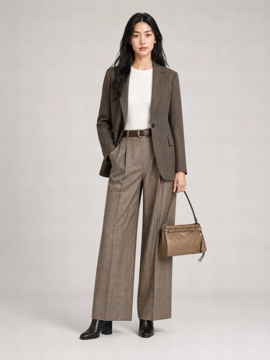 Dries Van Noten checked oversized pleated wide-leg trousers
