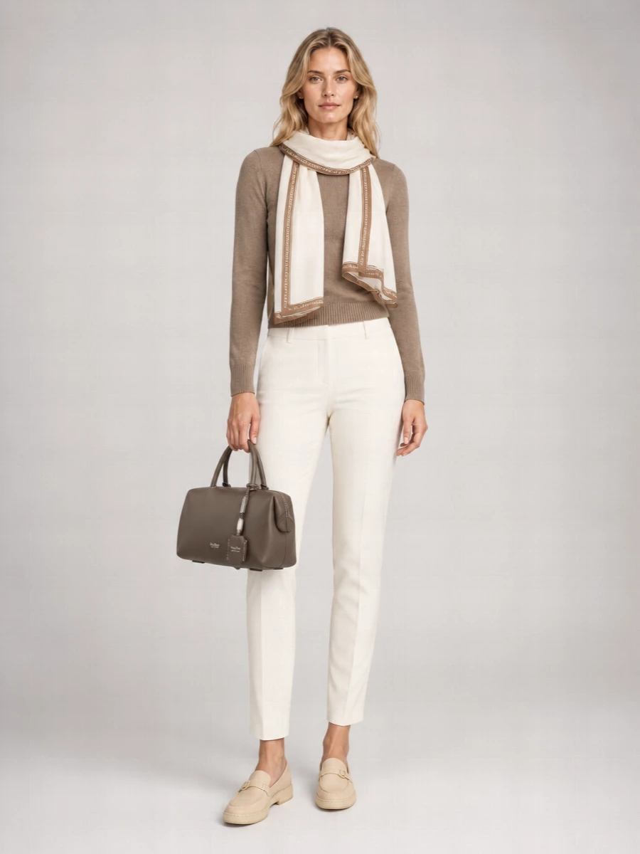 S Max Mara Cashmere Wool Fine-Knit Crewneck Long-Sleeve Sweater