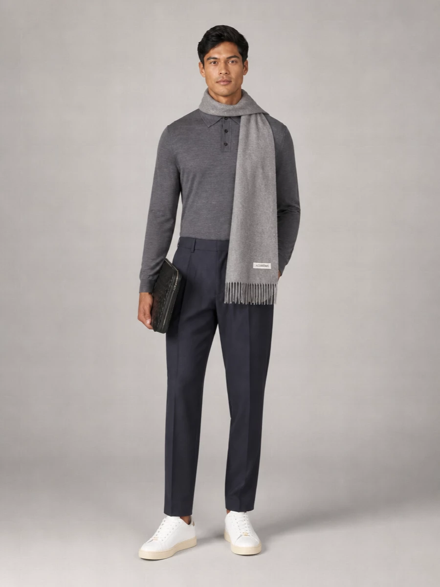 Zanone Wool Polo Shirt Collar Ribbed Cuffs Hem