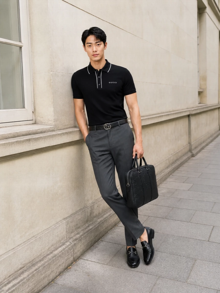 Gucci black polo tailored trousers smart casual