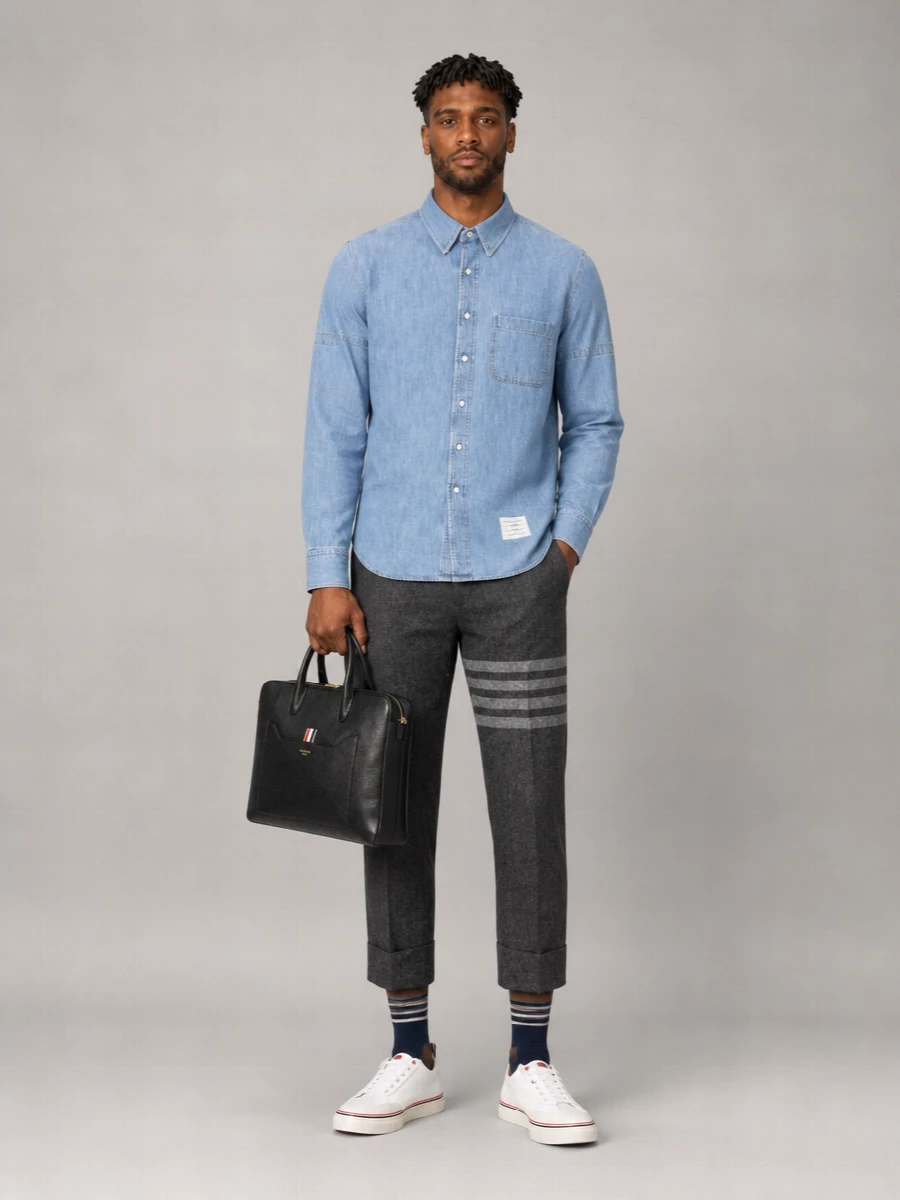 Thom Browne Denim Long-Sleeve Shirt