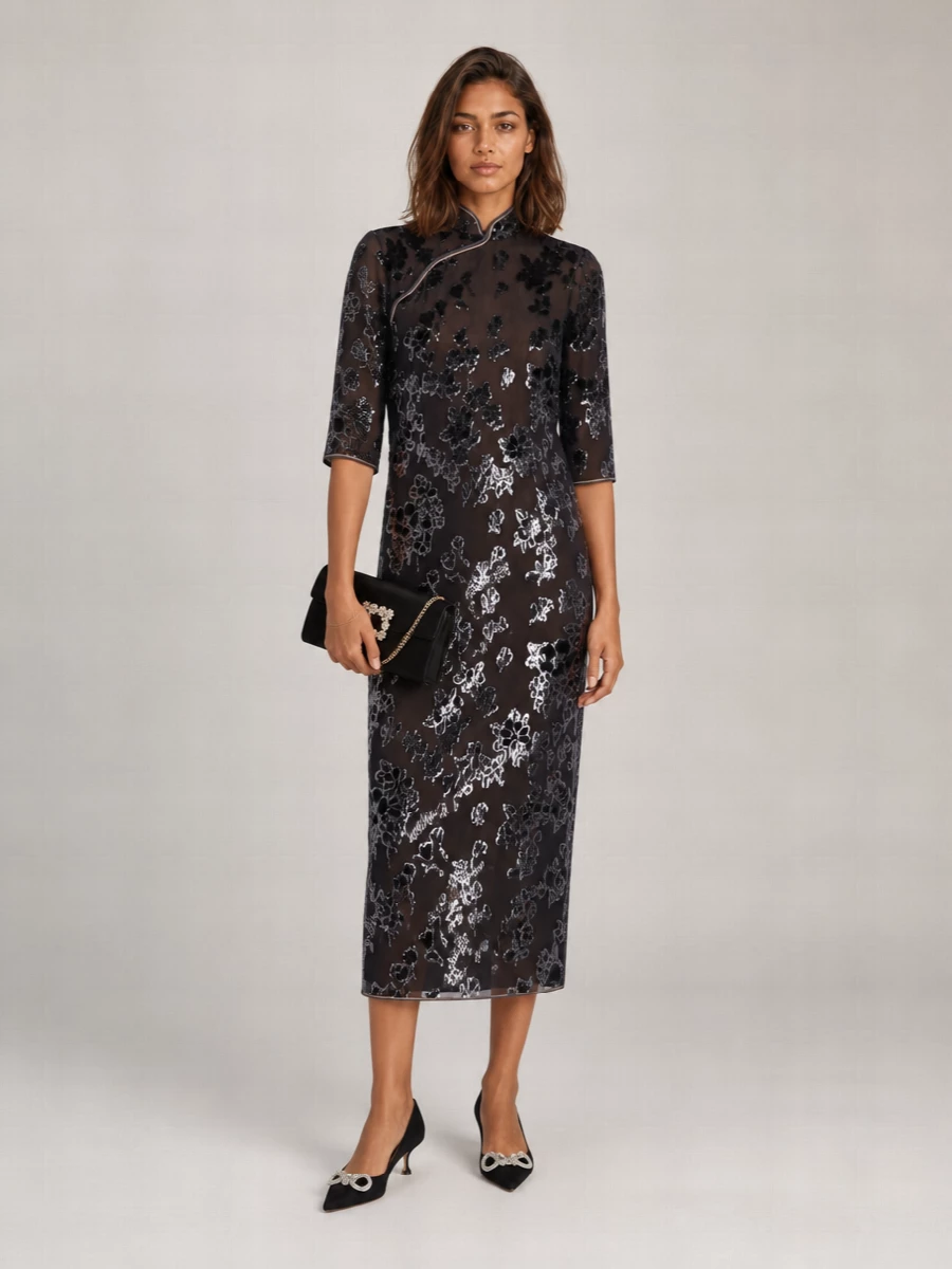Pierre Louise Mascia Silk Knee-Length Dress