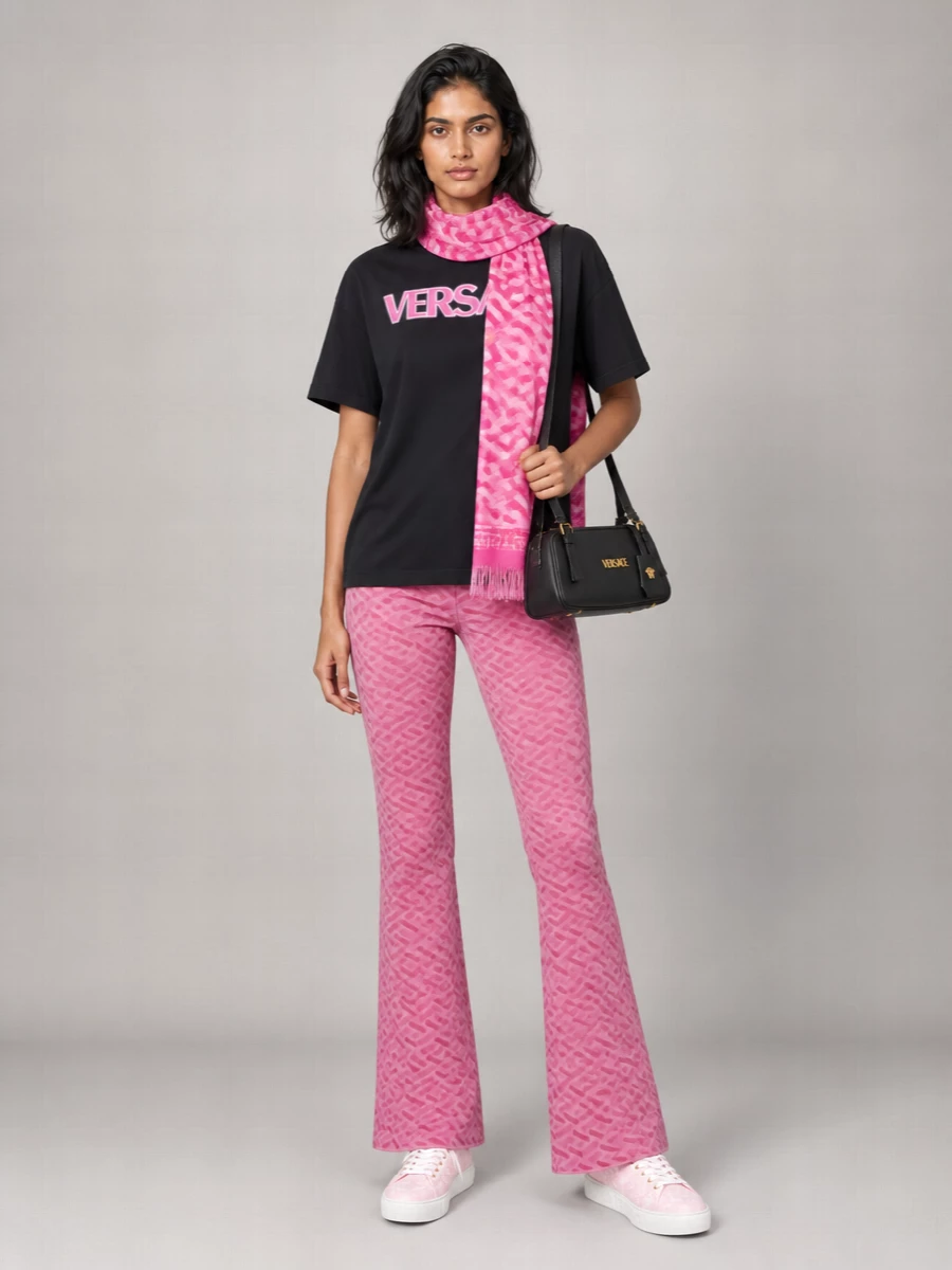 Versace Cotton Distressed Logo-Print T-Shirt