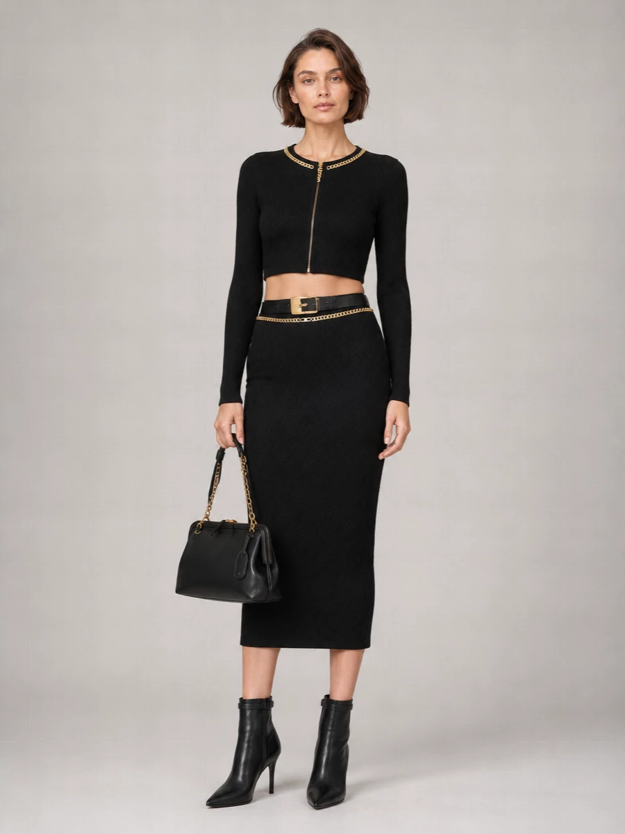 Elisabetta Franchi Diamond-Knit Cropped Cardigan