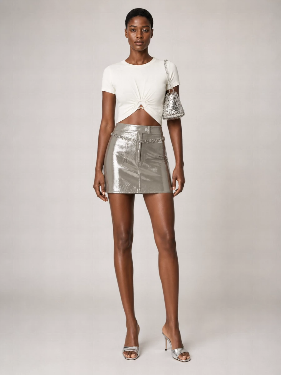 Paco Rabanne Cotton Cropped Asymmetric Gathered T-Shirt