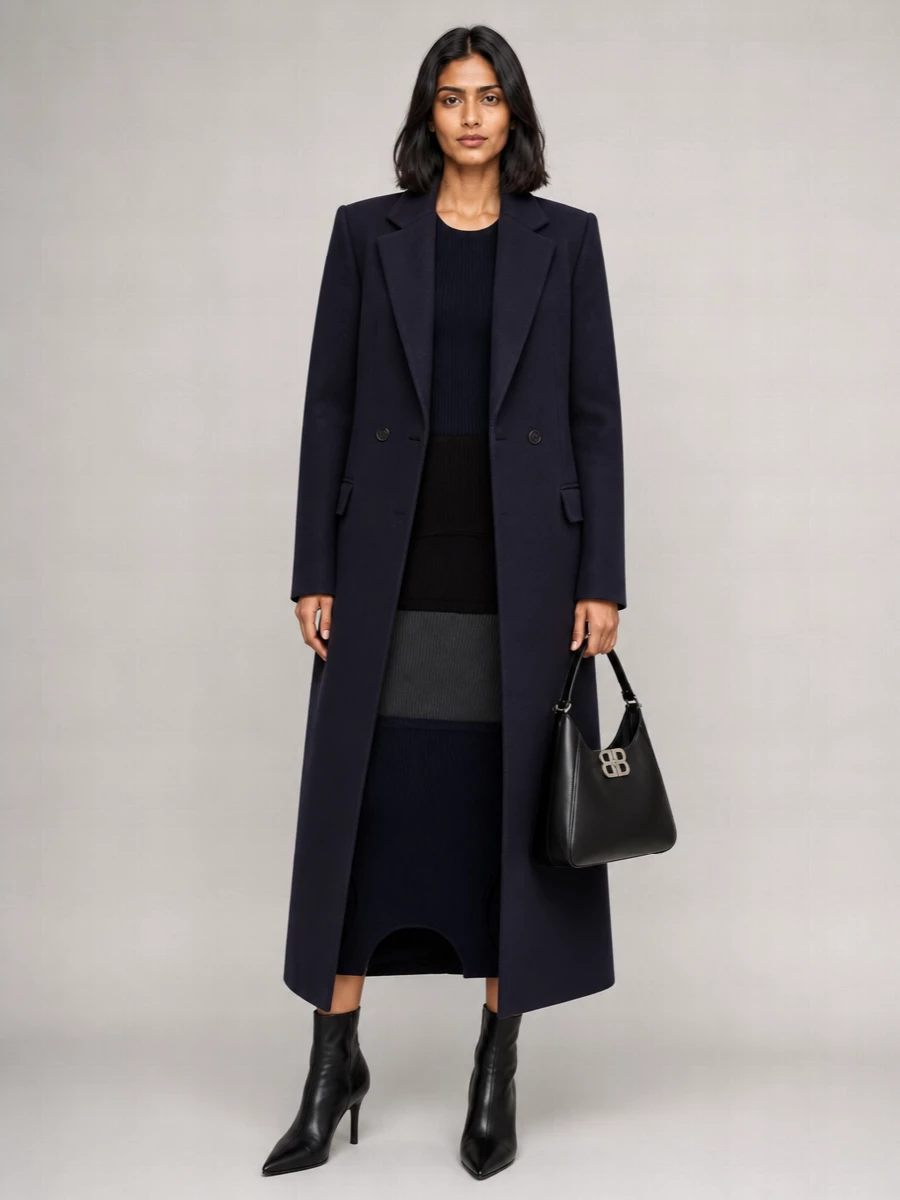 Balenciaga Wool Double Breasted Midi Coat