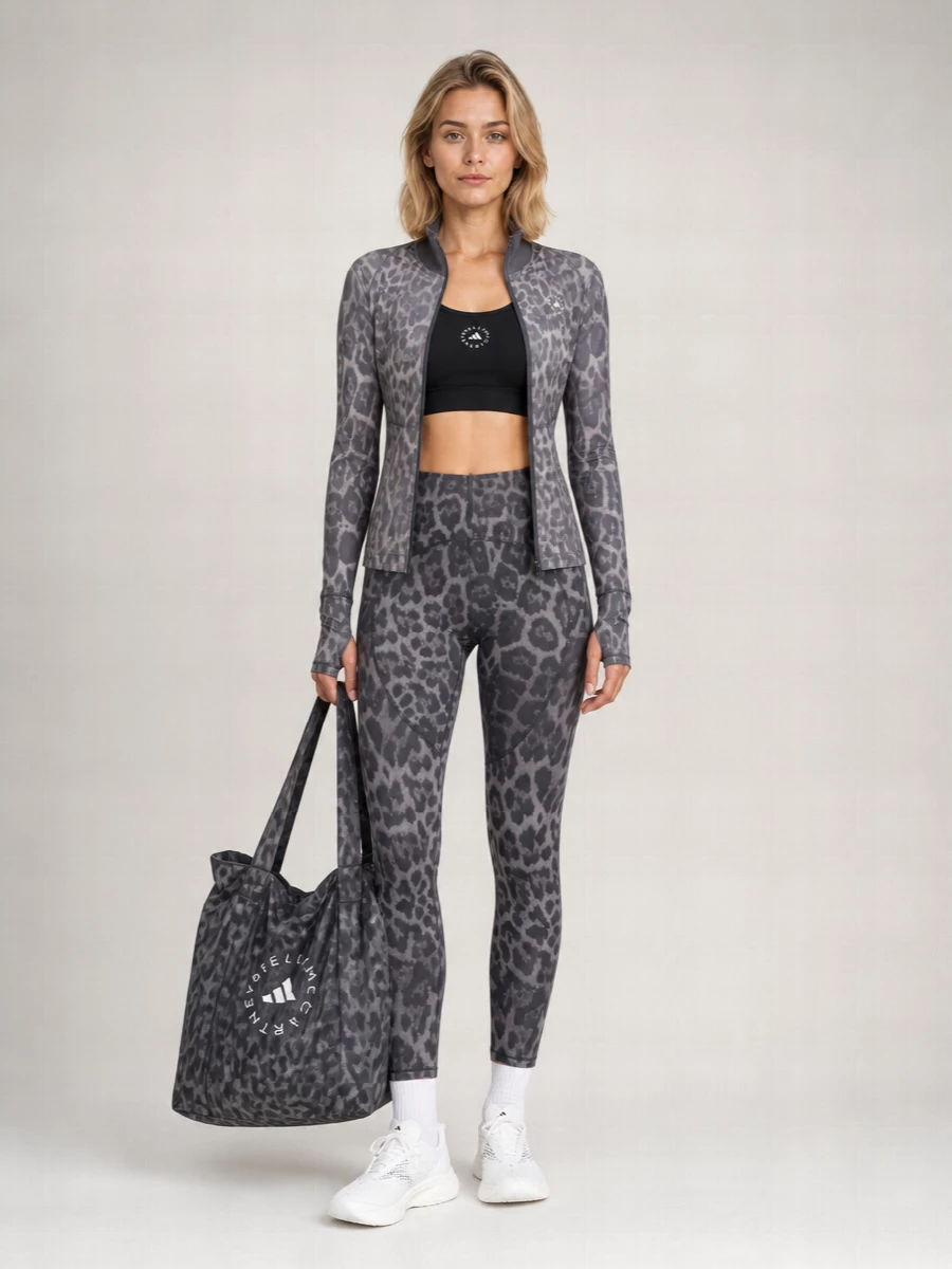 Adidas By Stella Mccartney Leopard Print Long Sleeve High Neck Jacket