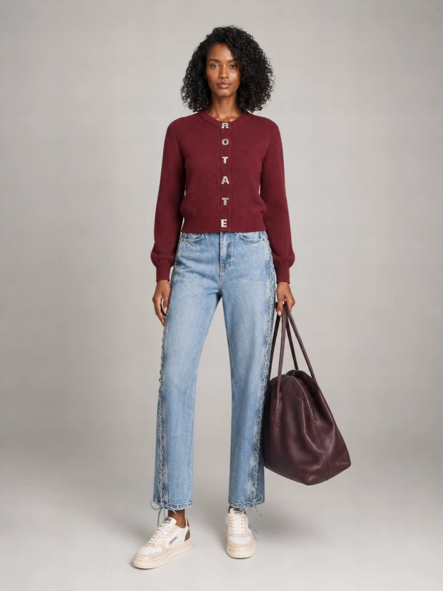 Rotate Cropped Cashmere Cardigan
