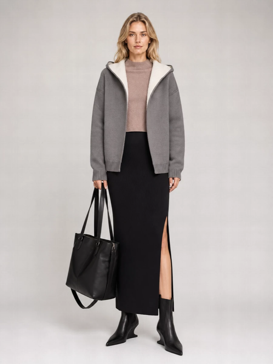 Rick Owens Ribbed-Hem Hooded Wool Cardigan