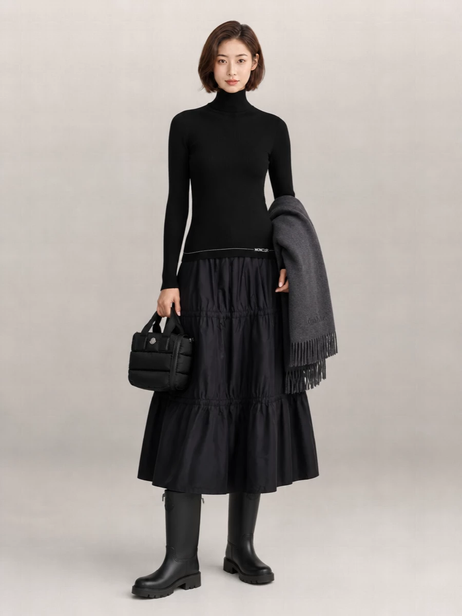 Moncler Tiered Gathered Maxi Skirt