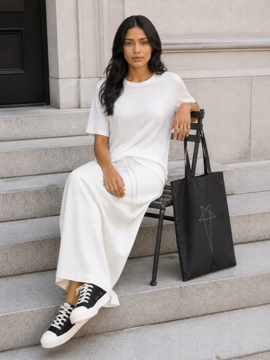 Drkshdw ivory sweat maxi dress black sneakers