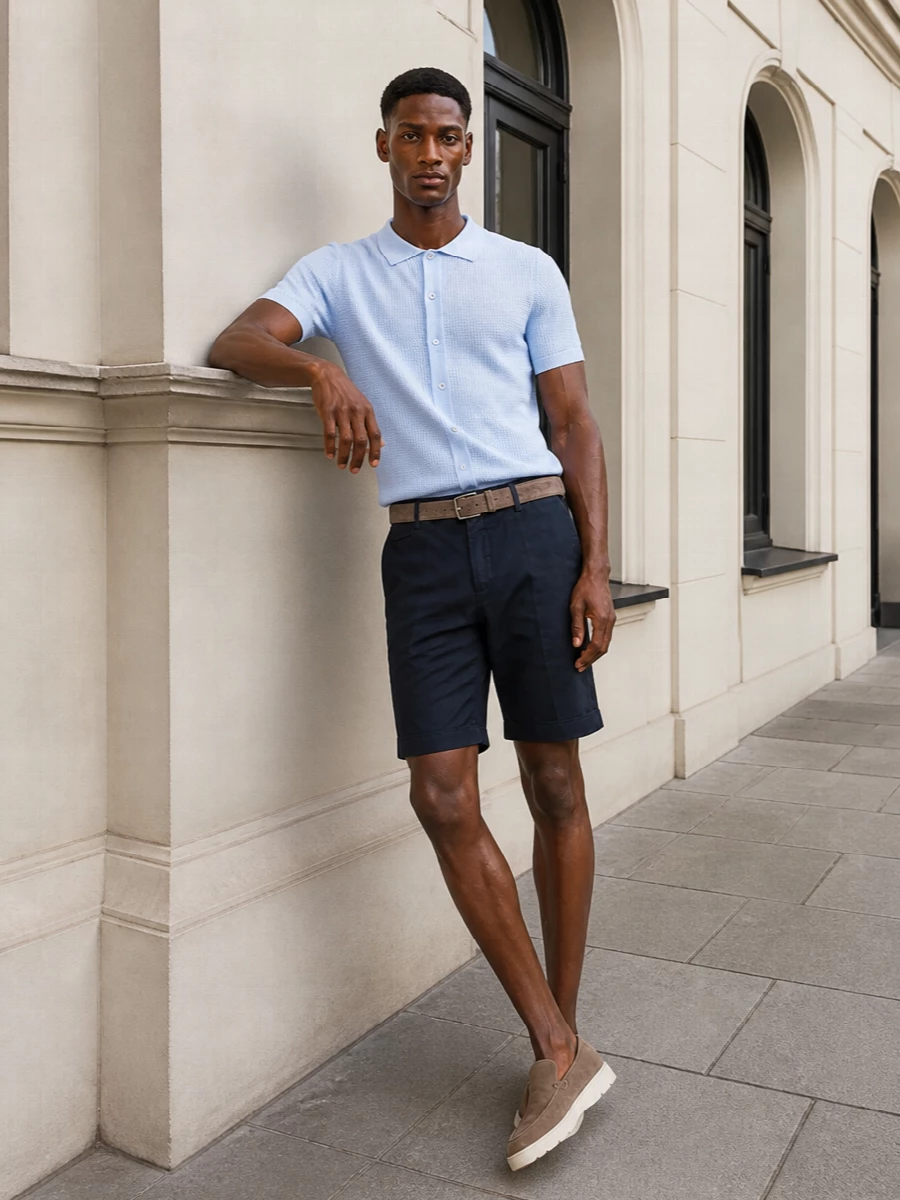 Tagliatore knit polo navy shorts tods loafers