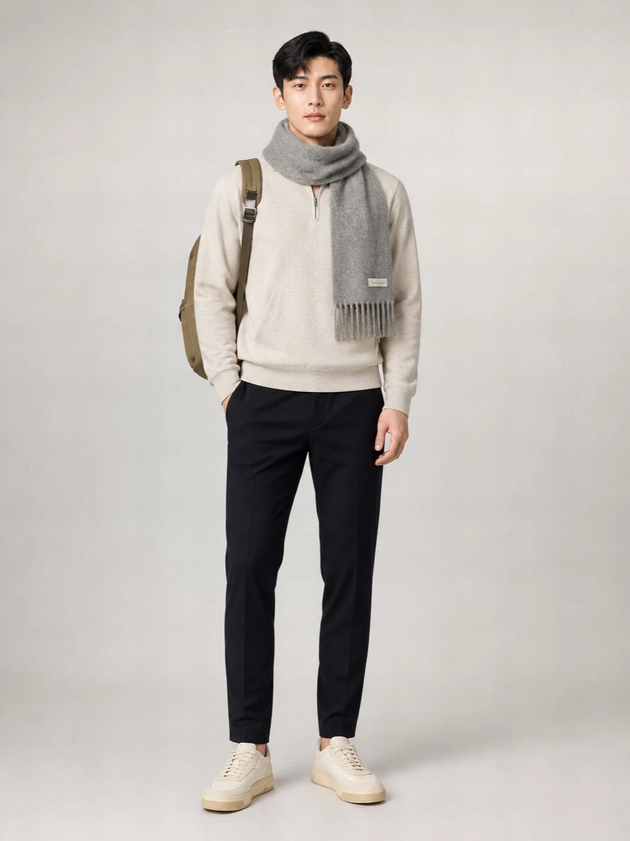 Beams Plus Half Zip Cotton Sweatshirt