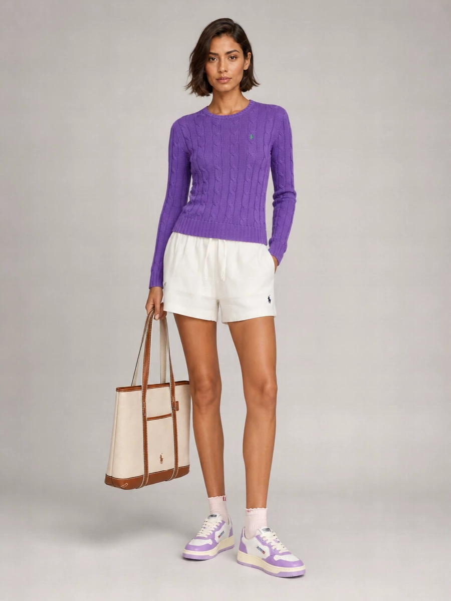 Polo Ralph Lauren Cotton Cable-Knit Slim-Fit Crewneck Sweater