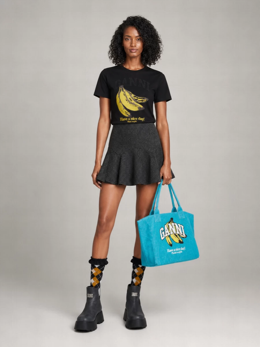 Ganni Printed Organic Cotton T-Shirt
