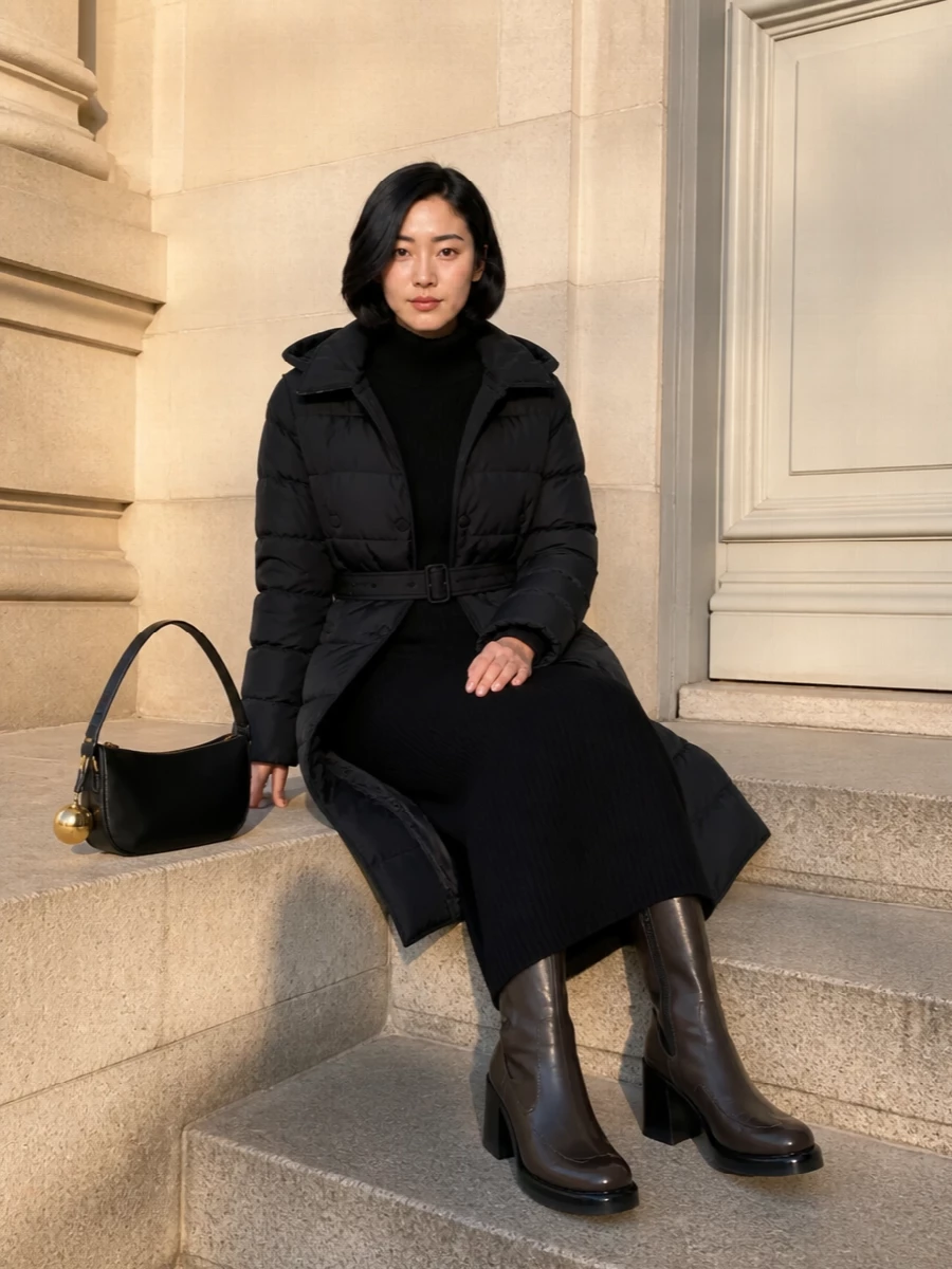 Burberry puffer black knit dress boots