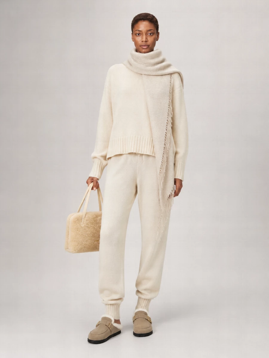 Yves Salomon Cashmere Wool Ribbed Cuff Sweatpants