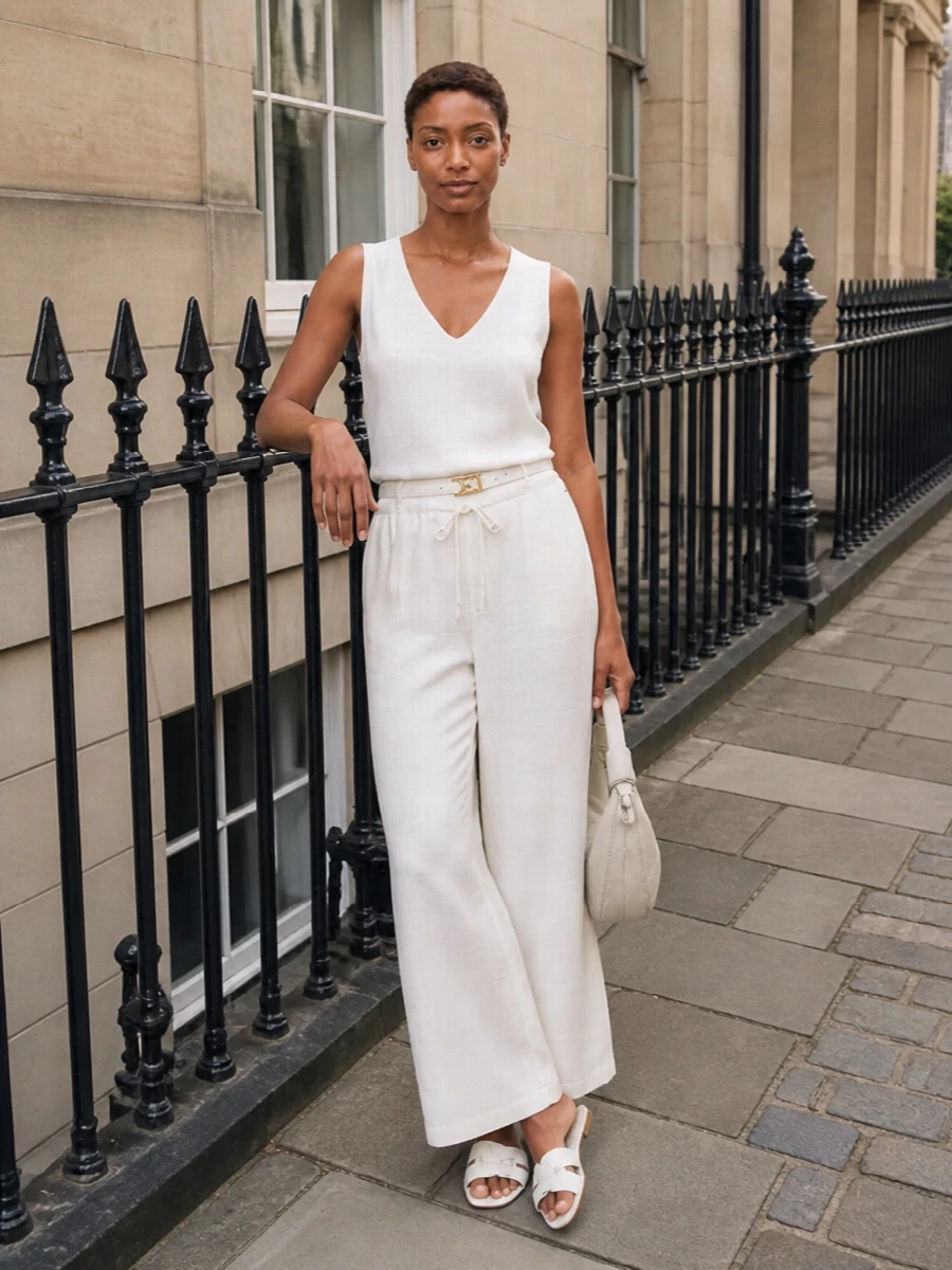 Herno ivory wide leg trousers minimalist summer