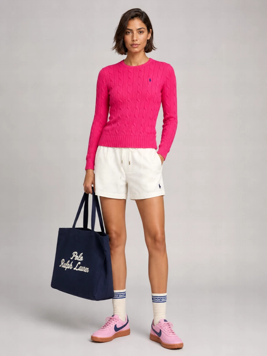 Polo Ralph Lauren Cotton Cable-Knit Slim-Fit Crew-Neck Long-Sleeve Jumper