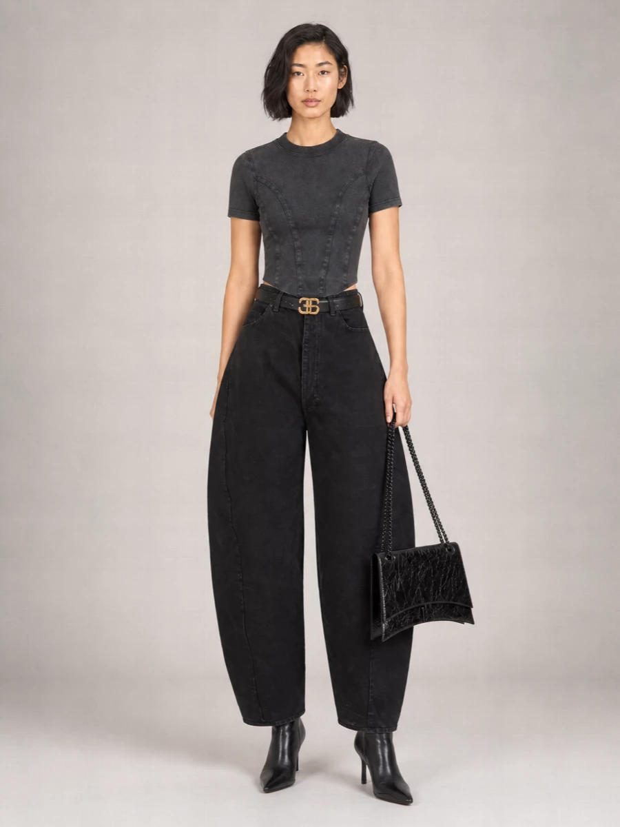Balenciaga high-rise wide-leg denim trousers