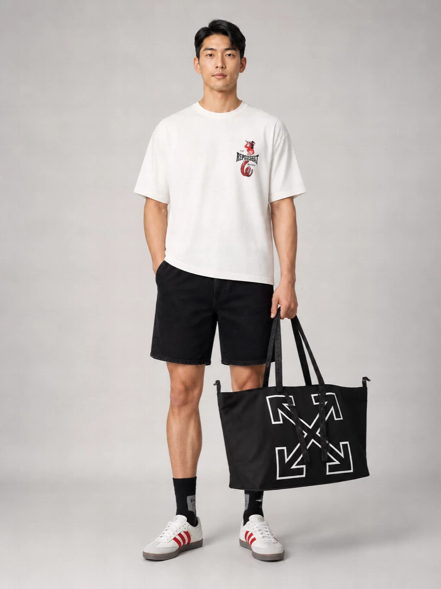 Represent Ribbed Crewneck Oversized Cotton T-Shirt